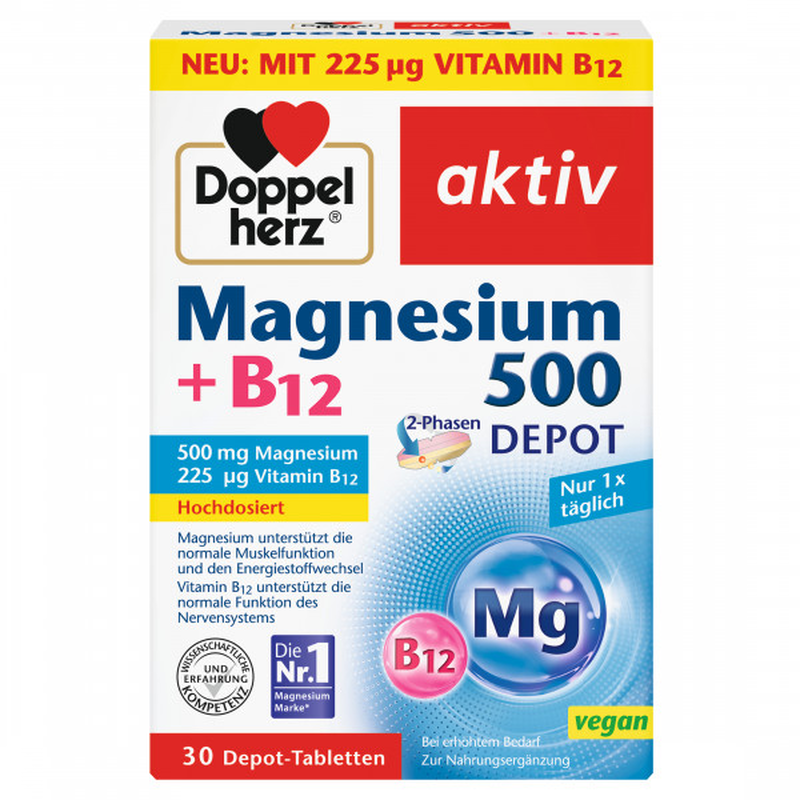 Doppelherz magnesium + b12 500mg x 30 tablets, , medium-null