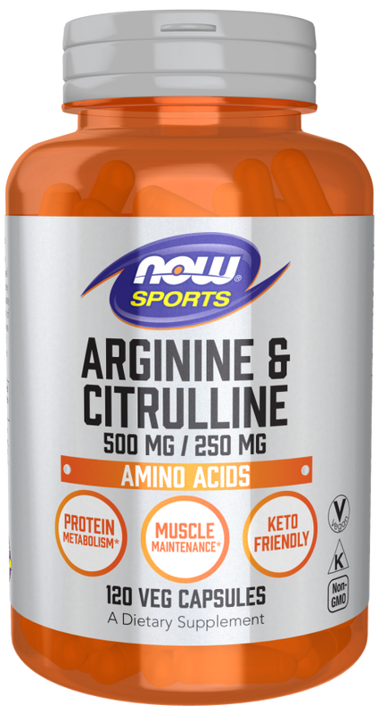 Product image: Now arginine & citrulline 500mg 120 vegetable capsules, , medium-null