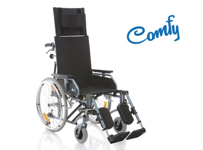 Folding wheelchair with reclining backrest – comfy series, , medium