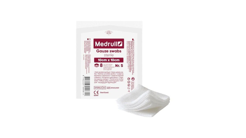 Medrull sterile gauze, swabs, 5 x 10cmx10cm / 8 ply 1 packet, , medium-null