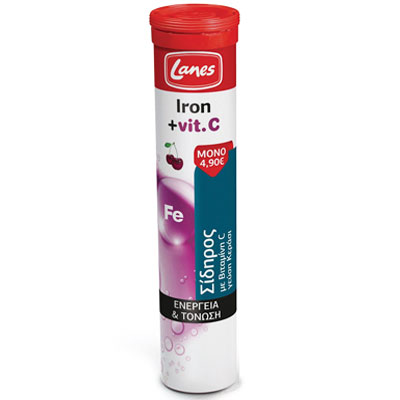 Lanes iron+ vitamin c with cherry flavor 20effervescent