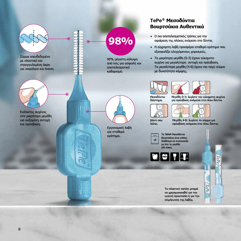 Tepe interdental brushes blue 3 (0.6mm) 8pcs, , medium-null