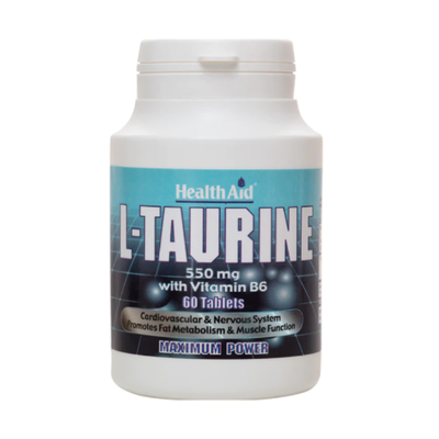 Health aid l-taurine 550mg with vit b6 60tabs, , medium