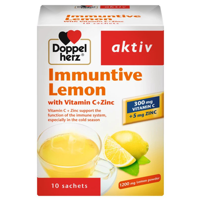 Doppelherz immuntive lemon with vitamin c + zinc x 10 sachets, , medium