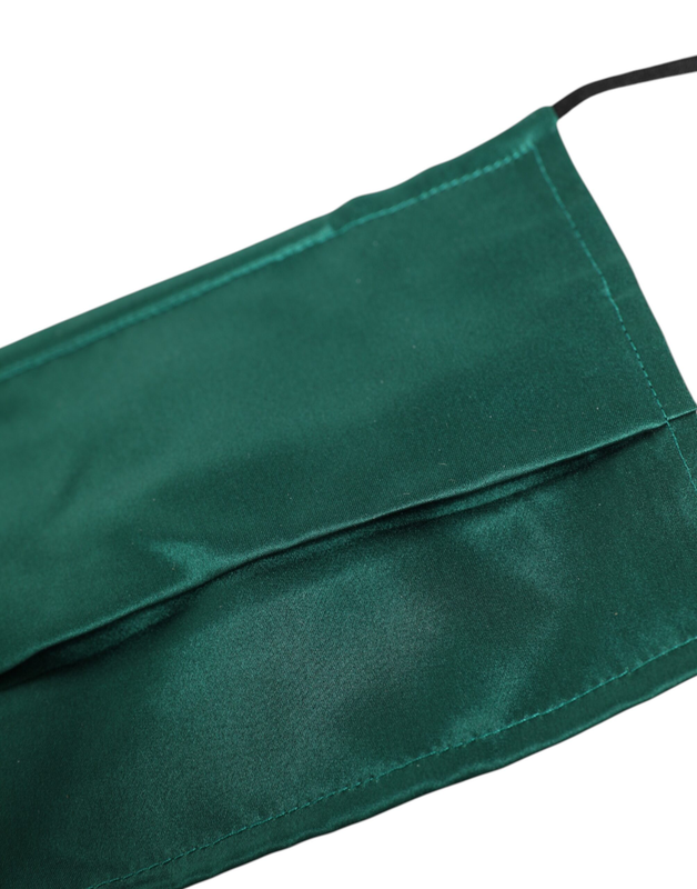 Green silk pleated elastic ear strap face mask-null