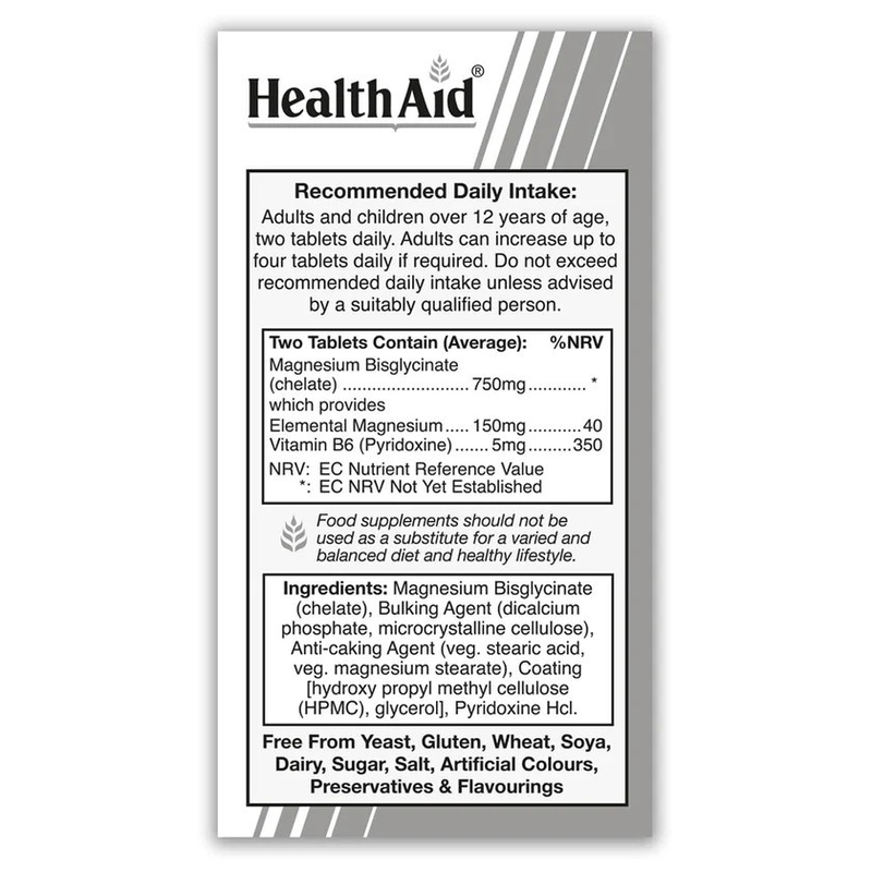 Product image: Health aid magnesium bisglycinate 375mg x 60 tablets, , medium-null