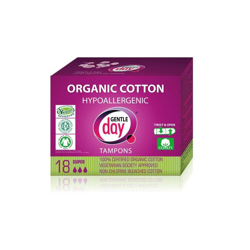 Gentle day organic tampons super 18s, , medium-null