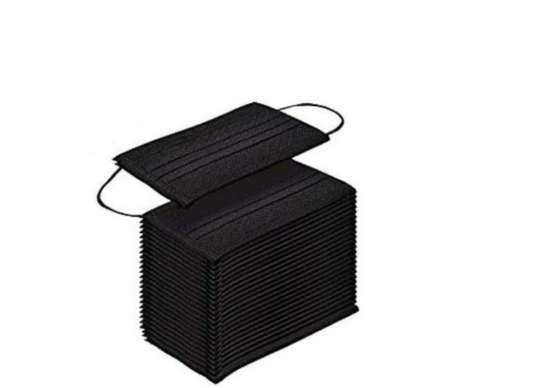 Masks - black disposable 3ply - box of 50, , medium-null