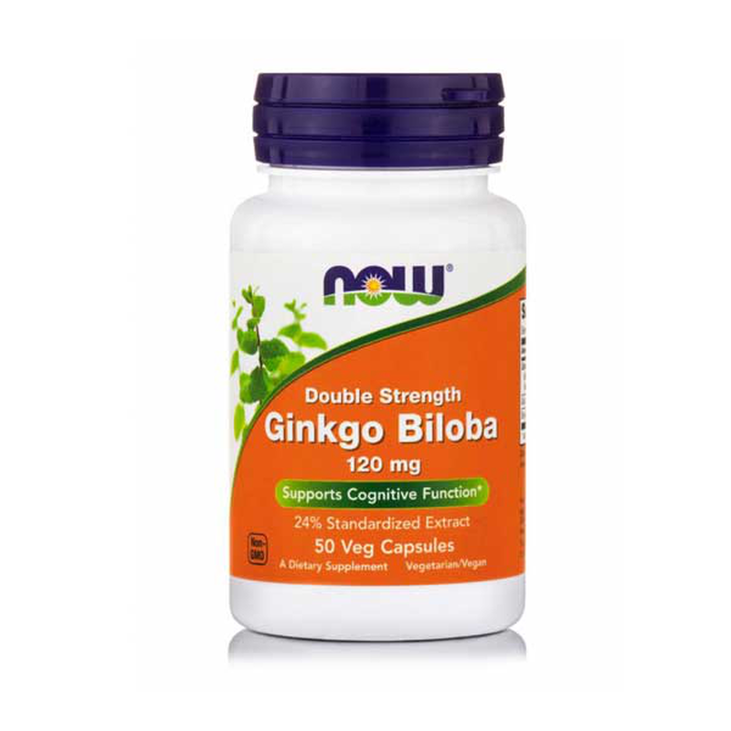 Now double strength ginkgo biloba 120mg 50 veg capsules, , medium-null