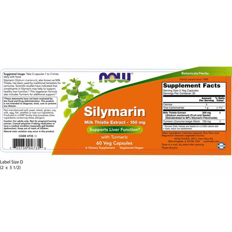 Now silymarin milk thistle extract 150mg 60 veg capsules, , medium-null
