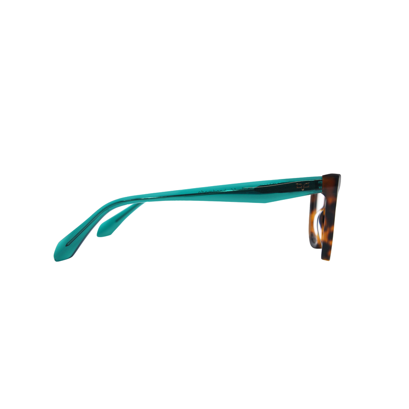 OJO personal style cat eye shell brown frame and clear green temples with demo lenses, , medium image number null