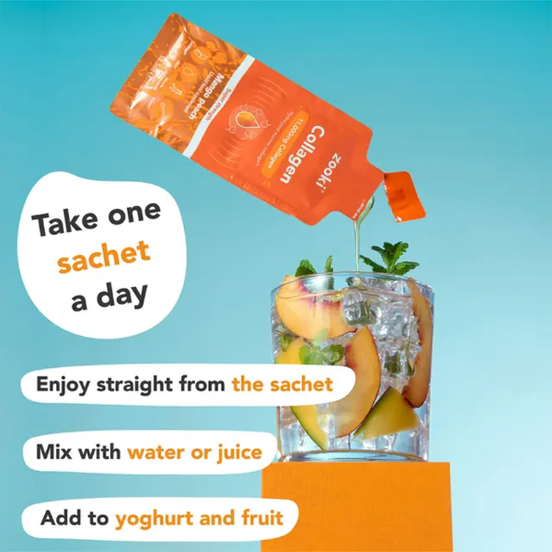 Product image: Zooki collagen mango-peach πόσιμο κολλαγόνο 14 φακελάκια, , medium-null