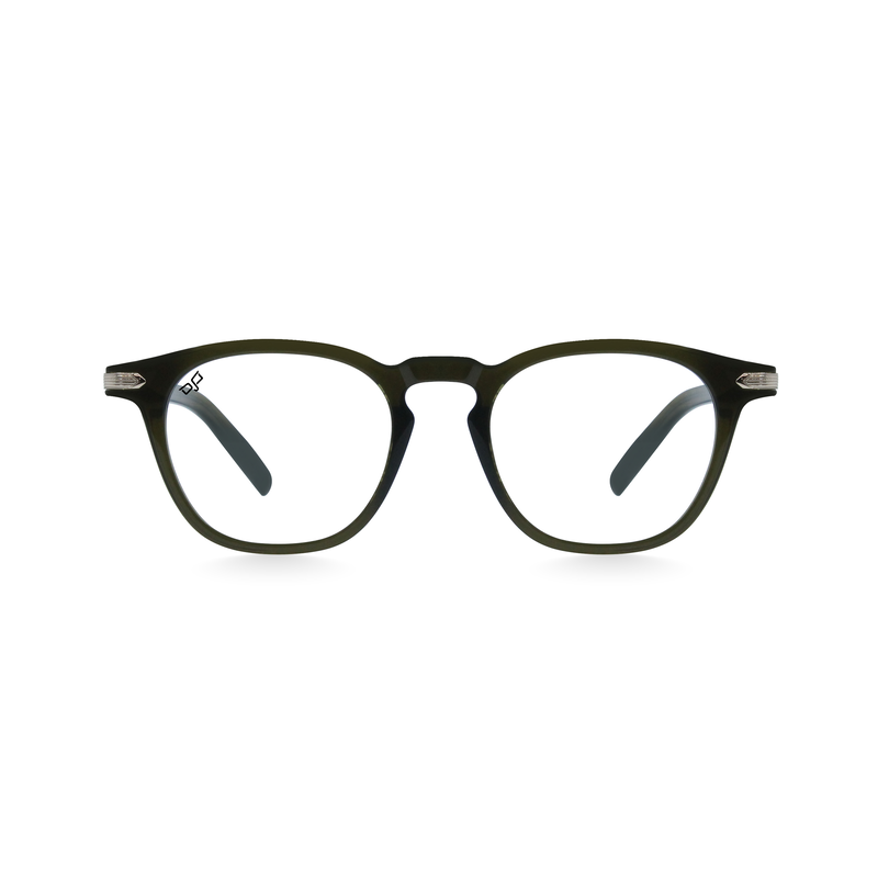 OJO personal style square handmade green frame and green gold temples with demo len, , medium image number null