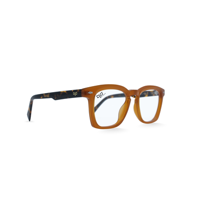 OJO personal style square handmade tea frame and shell tea temples with demo lenses