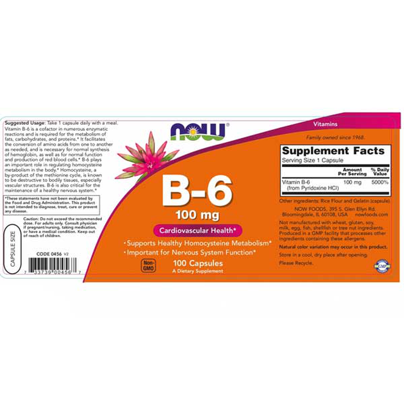 Now b-6 100mg 100 capsules, , medium-null