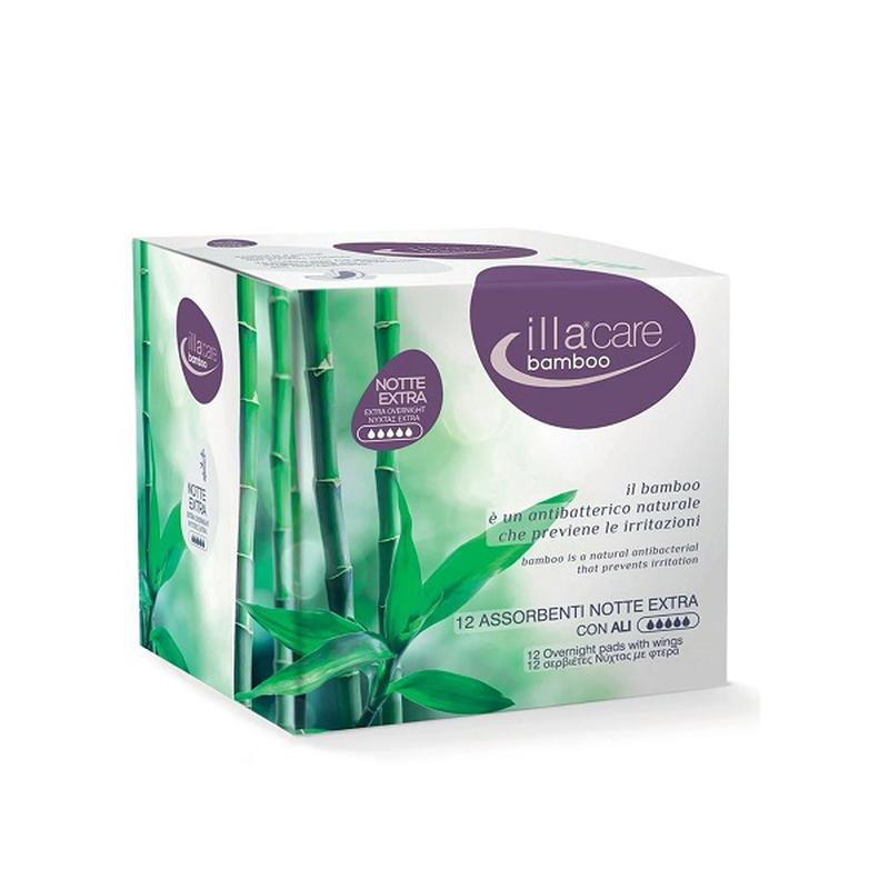 Illa care bamboo extra night pads & wings, 12pcs, , medium-null