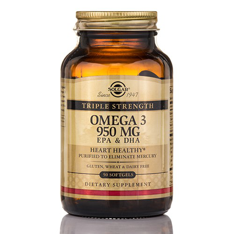 Solgar omega 3 950 mg epa & dha x 50 softgels - triple strength - for a healthy heart, vision and brain function, , medium-null