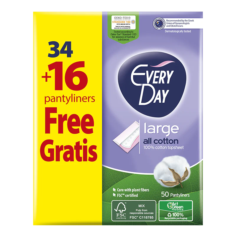 Every day all cotton large 0170, pantyliners, 34+16free, , medium-null