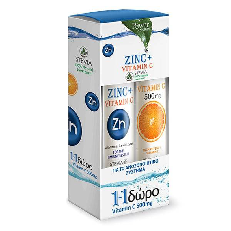 Power health zinc plus vitamin c 500mg with stevia 20effervescent tablets & vitamin c 500mg 20effervescent tablets, , medium-null