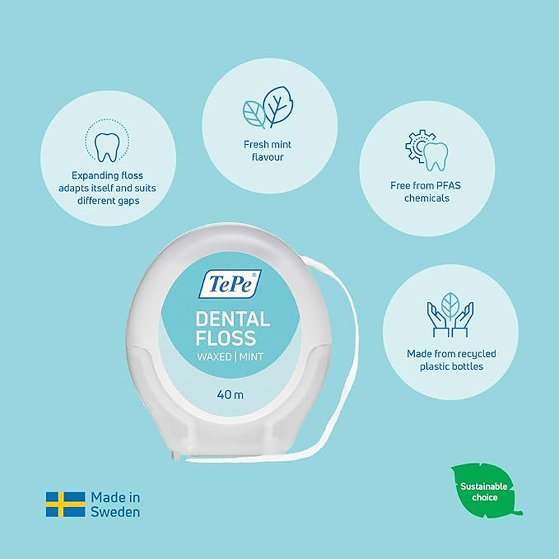 Product image: Tepe dental tape 40m waxed/mint, , medium-null