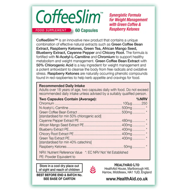 Product image: Health aid coffeeslim 60's capsules, , medium-null