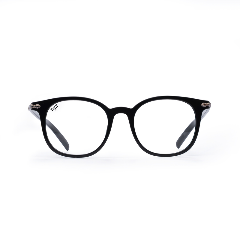Product image: OJO personal style square handmade with shine black frame and silve black temples with demo lenses, , medium-null
