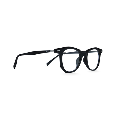OJO personal style round handmade with shine black frame and temples with demo lenses, , medium