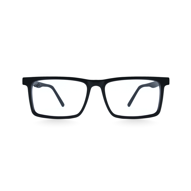 OJO personal style handmade square black frame and temples and demo lenses, , medium-null