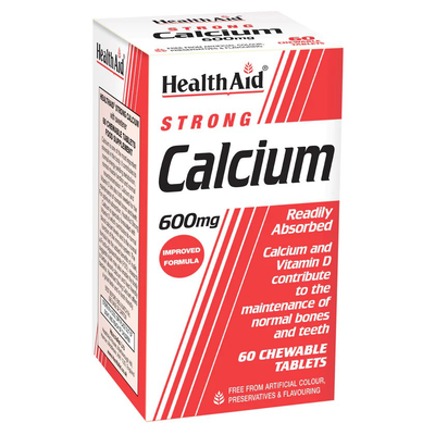 Health aid strong calcium 600mg x 60 chewable tablets - supports the health of bones & teeth, , medium