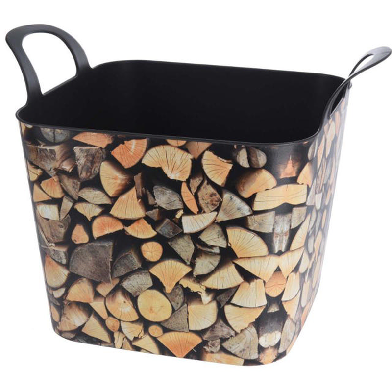 Flexible basket with wood design 36l, , medium-null