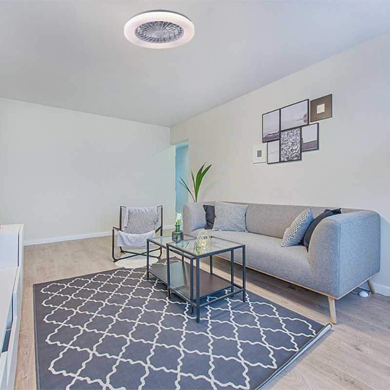 Sunlight 'cyclo' ceiling fan dc motor 3-abs blades 19-inch white led 48w cct ø485xh145mm remote, , medium-null