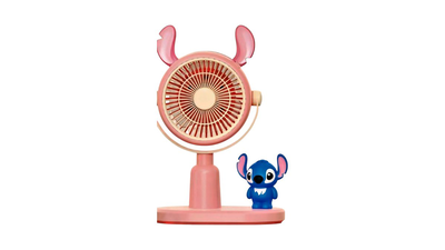 Pink fan with mini blue stitch design, , medium