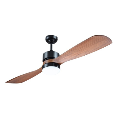 Eurolamp ceiling fan black with 2 wooden fans &phi;132 led light 12w 4000k and 35w dc motor control, Black, medium