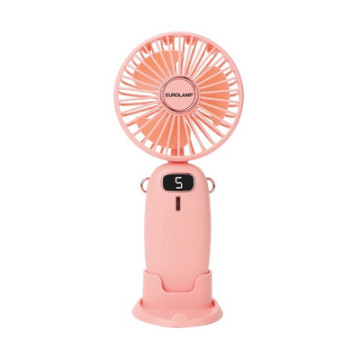 Eurolamp handheld fan USB rechargeable with mobile holder &phi;9 pink, &Delta;&iota;&alpha;&phi;&omicron;&rho;&alpha; &Chi;&rho;&omega;&mu;&alpha;&tau;&alpha;, medium
