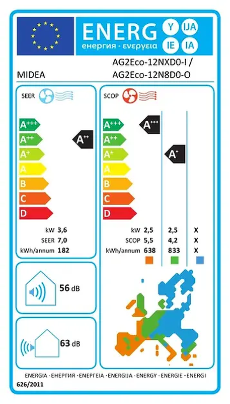 Midea ag2eco -12nxd0-i xtreme save lite κλιματιστικό τοίχου, 12000btu, , medium image number null