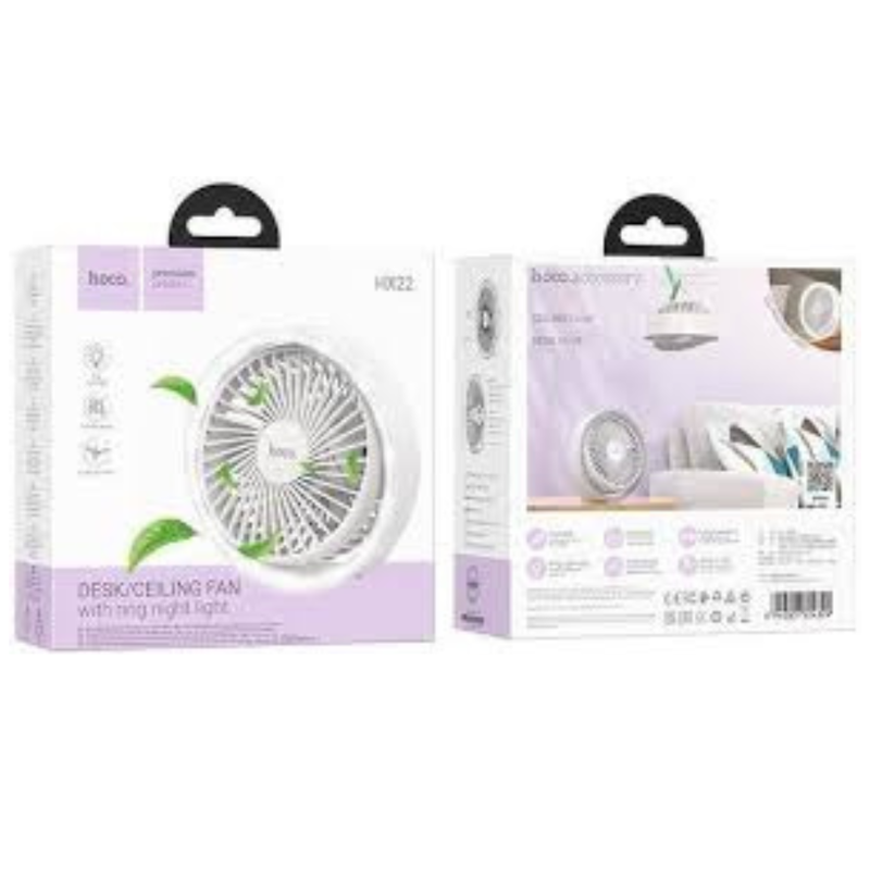Hoco USB office/home fan with lighting, , medium-null
