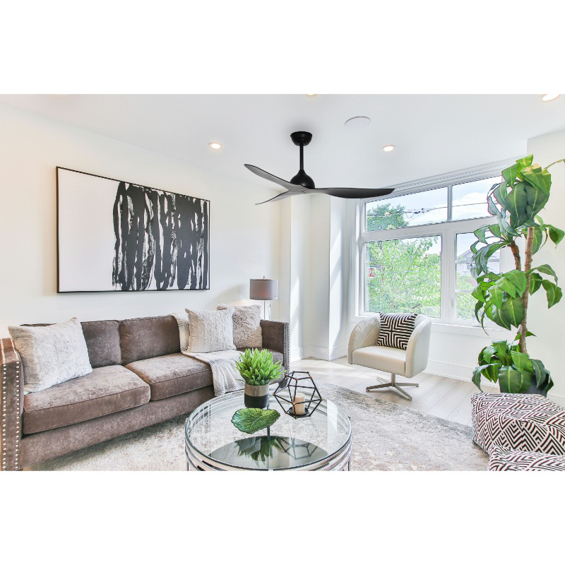 Product image: Sunlight 'stealth' ceiling fan dc motor 3-abs blades 52-inch black remote-null