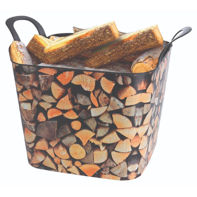 Flexible basket with wood design 36l, , medium