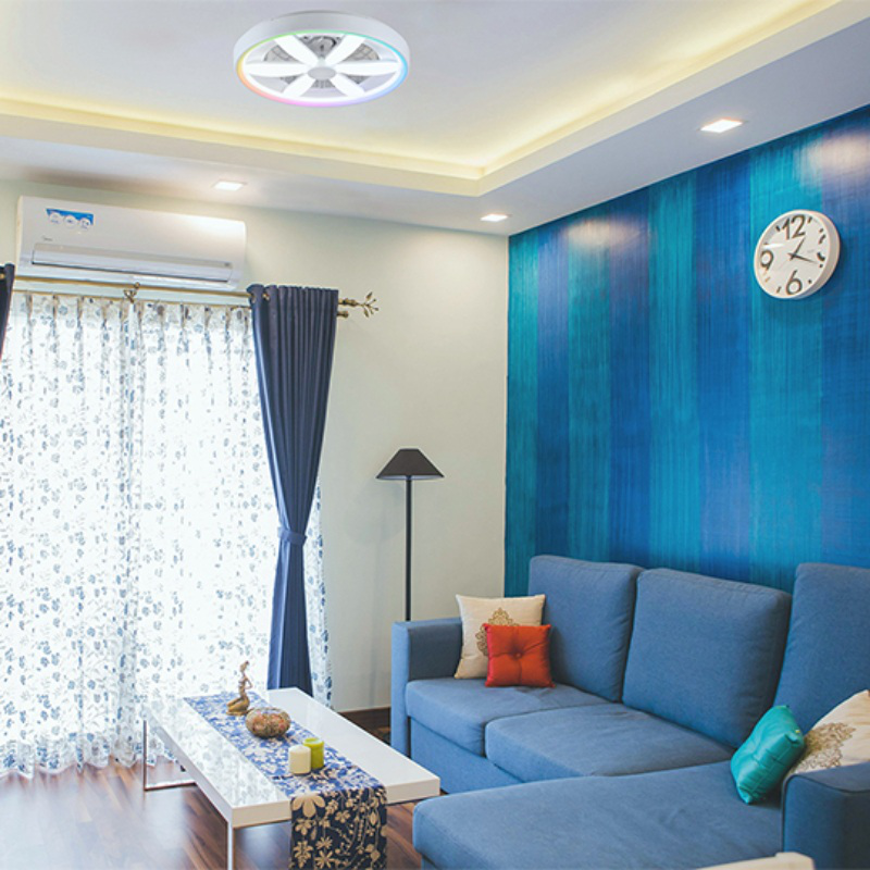 Sunlight 'spooky' ceiling fan dc motor 3-abs blades 19-inch white led 48w rgb+cct ø485xh160mm remote, , medium image number null