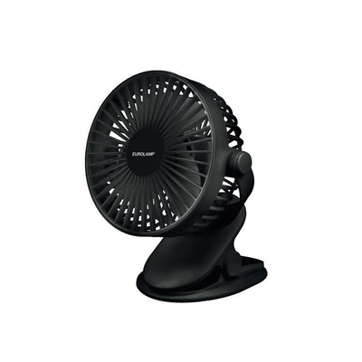 Eurolamp mini desk fan with USB and latch black &phi;14 4w 5v, , medium