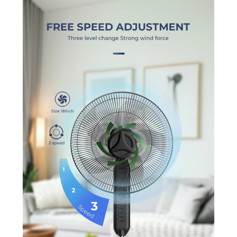 Dkl stand fan 18" 80w - black-null