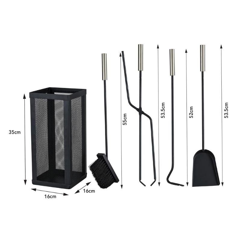 Bronx fireplace tool set black 5pcs, , medium-null