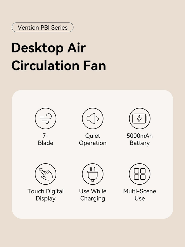Vention Air circulation fan desktop with display & wall mount pbih0, , medium-null