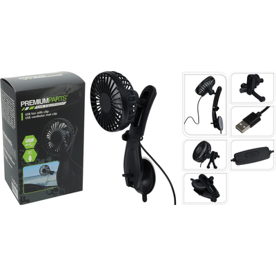 USB car fan 17.5x13x9.7cm - black, , medium