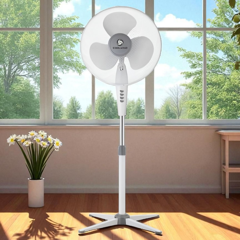 Product image: Coolwind ανεμιστήρας 16″ λευκός με ορθοστάτη 45w, , medium-null