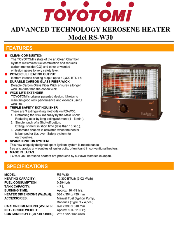 Toyotomi rsw30 σομπα κhροζινης 10,300btu/h, , medium image number null