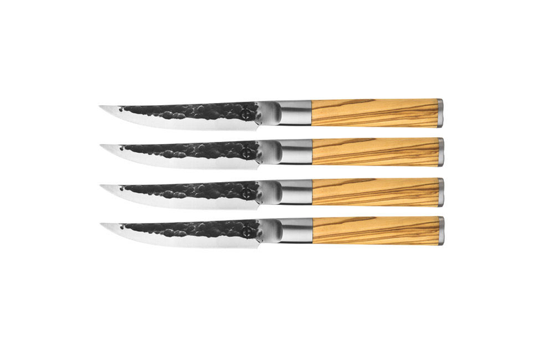 Forged olive wood set of 4pc steak knives 440c japanese steel 11.5cm, , medium image number null