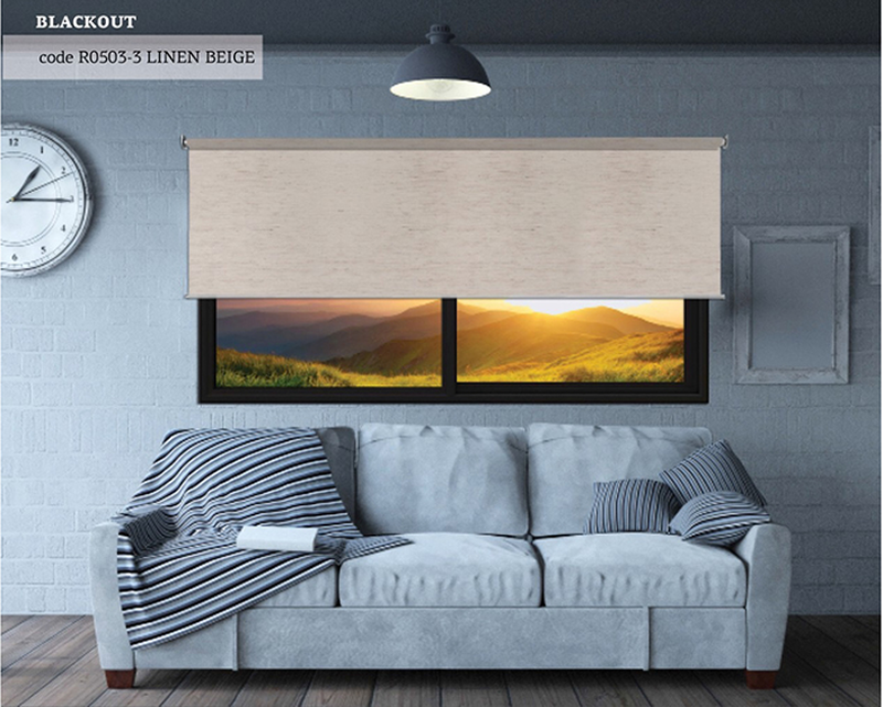Roller blind blackout linen beige 160x160cm, , medium image number null