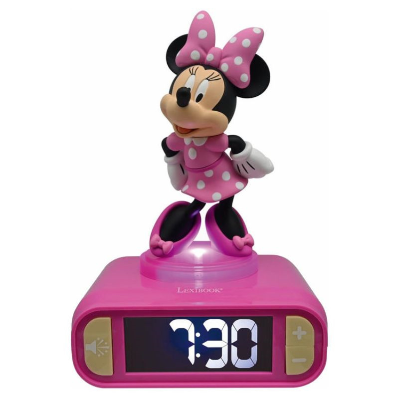 Lexibook minnie digital clock with light and sound – lcd screen and melodies rl800mn, , medium-null