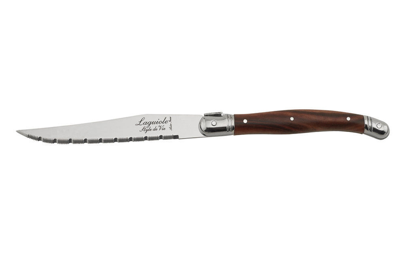 Laguiole premium line set of 6 steak knives dark wood 1.8 mm in a wooden block, , medium image number null